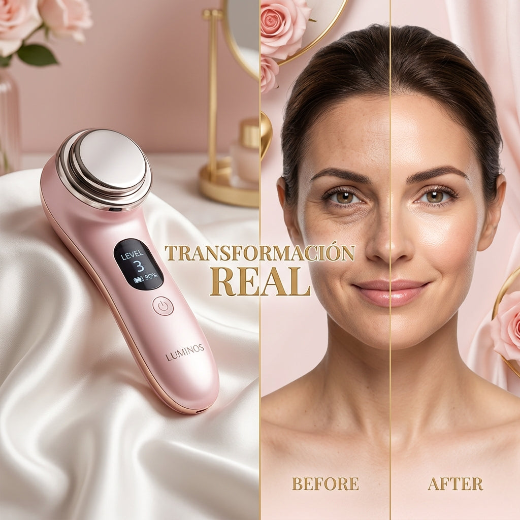 Masajeador facial con frío y calor antiarrugas blanco