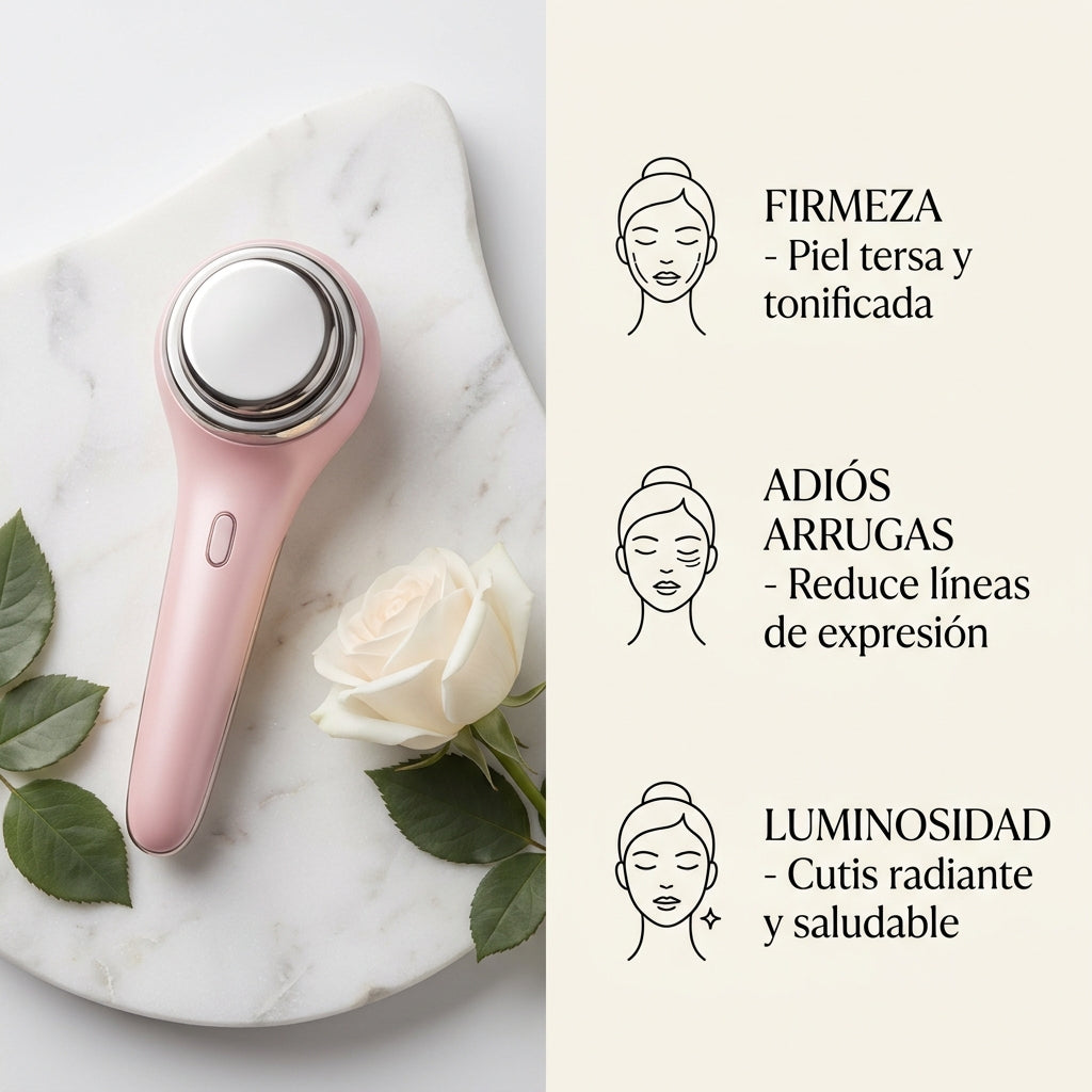 Masajeador facial con frío y calor antiarrugas blanco